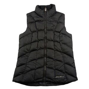 Eddie Bauer Down Puffer Vest Womens Small Black Quilted Jacket